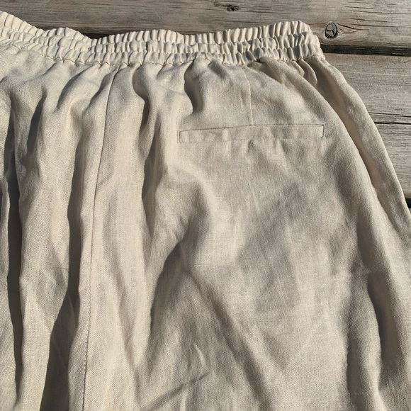Zara Beige Linen Blend Wide Leg Drawstring Pants - Size Large - Picture 6 of 9